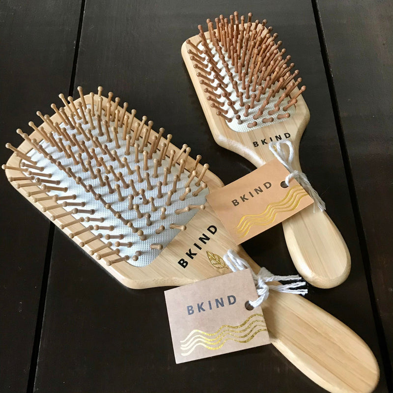 Looking for an environmentally friendly hairbrush made of wood, with no animal hair? If so, one of these bamboo hairbrushes from BKIND may be just what you are looking for.
