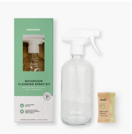 Just fill your Nature Bee Clean spray bottle with warm water, drop in your eucalyptus mint concentrated bathroom cleaner tablet, wait for the tablet to dissolve, then it is ready for use!