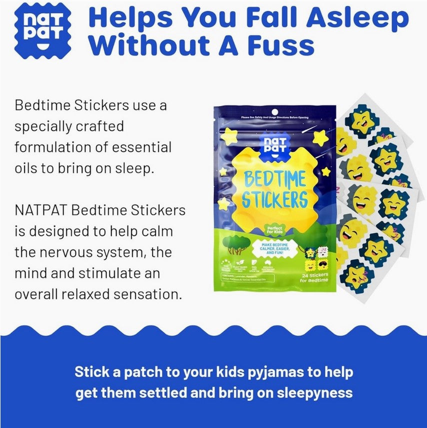 NATPAT Bedtime Stickers packaging with product description on a white background
