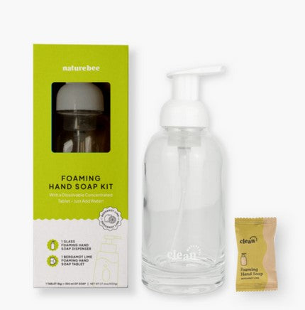 Just fill your Nature Bee Clean glass foamer pump bottle spray bottle with warm water, drop in your bergamot lime concentrated hand soap tablet, wait for the tablet to dissolve, then it is ready for use!