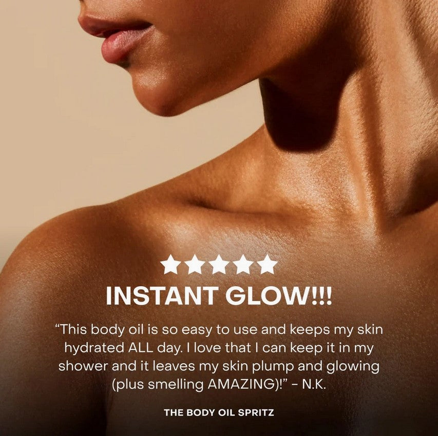 Close-up of the clear glass jar with white lid and tan label featuring "Everist Go & Glow" branding, showing textured