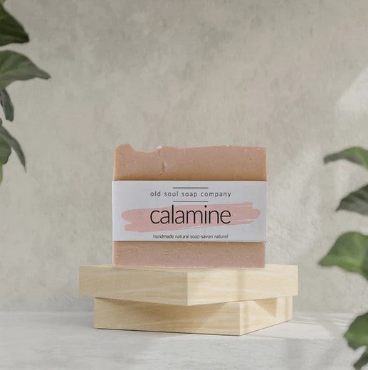 Natural calalmine soap for soothing bug bites poison ivy made in Canada by the Old Soul Soap Company