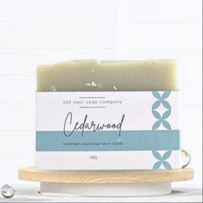 Old Soul Soap Company Cedarwood Artisan Soap – handcrafted Canadian vegan bar with cedarwood and spearmint essential oils