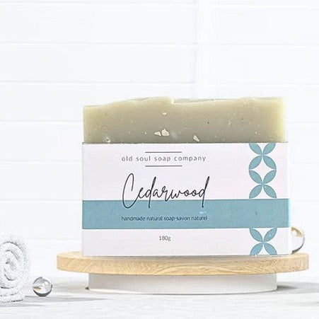 natural cedarwood spearmint essential oil vegan soap made in canada by the old soul soap company