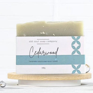 natural cedarwood spearmint essential oil vegan soap made in canada by the old soul soap company