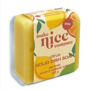 Citrus solid dish soap cube 120 g made in Canada by Make Nice Company