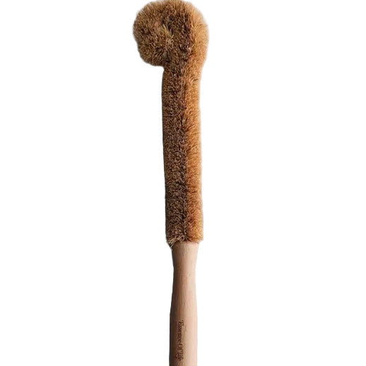 Eco-friendly long compostable bottle brush with coconut bristles and bamboo handle – sustainable plastic-free cleaning tool by Essence of Life Organics