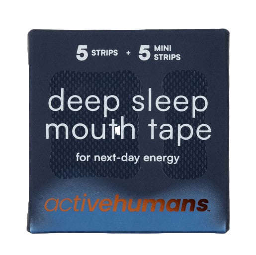 Active Humans Deep Sleep Mouth Tape 10-Night Starter Pack – front packaging view of box with 5 strips + 5 mini strips on a white background