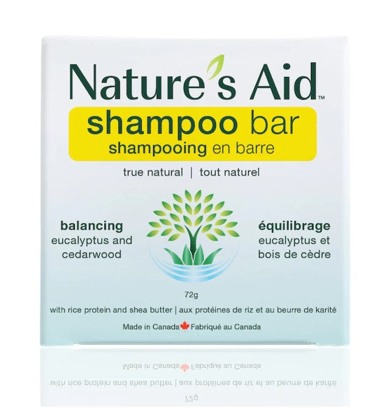 This Balancing Eucalyptus and Cedarwood Shampoo Bar from Nature’s Aid uses eucalyptus to hydrate and nourish as well cedarwood to cleanse and rebalance your natural scalp oils giving you healthy and strengthened hair follicles. This Canadian made 72 g. solid shampoo bar offers all the benefits of a liquid shampoo without the plastic packaging.