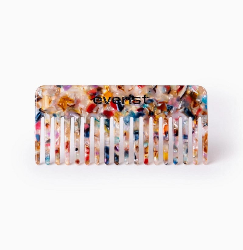 Everist Confetti Comb unique recycled wide-tooth hair comb with colorful confetti pattern"
