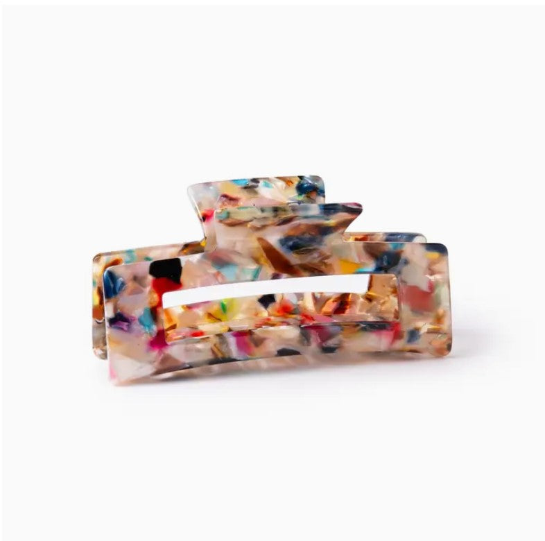 Eco-friendly Everist Large Confetti Claw Clip made from recycled materials, unique multicoloured design for sustainable and stylish hair styling.