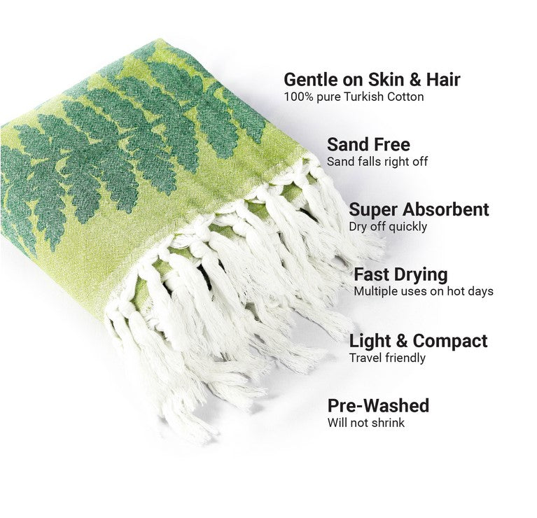 Turkish Cotton Hand Towel - Fern in Green