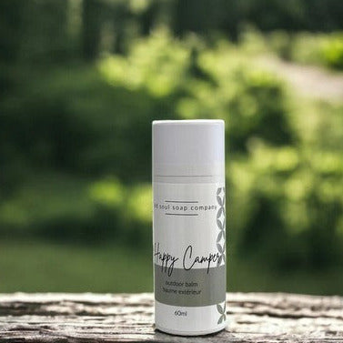Canadian made outdoor balm in a 60 ml cardboard tube to help keep the bugs at bay 