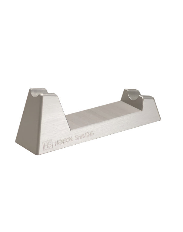 Side angle of Henson Razor Stand made from anodized aluminum