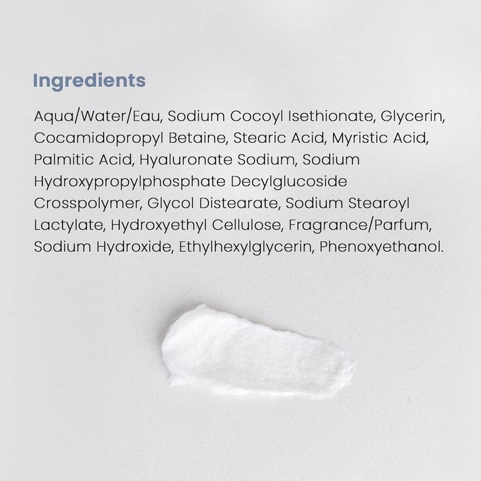 Full ingredient list of Henson Shave Cream with swatch on white background