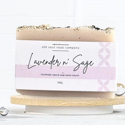 Lavender n sage essential oil natural vegan soap made in Canada by the Old Soul Soap Company