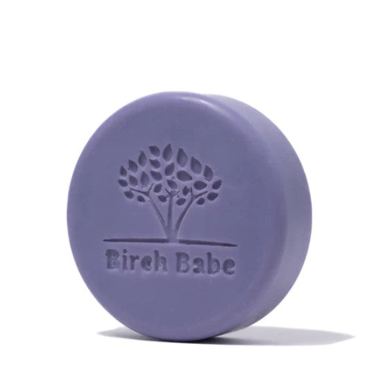 Plant-based round 'Lavender' essential oil Shave Bar made in Canada by Birch Babe