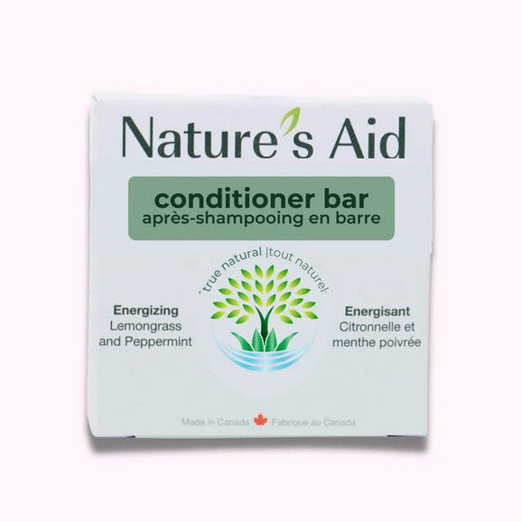 This Energizing Lemongrass and Peppermint conditioner bar from Nature's Aid is a light and refreshing conditioner that will leave your hair feeling silky and smooth.