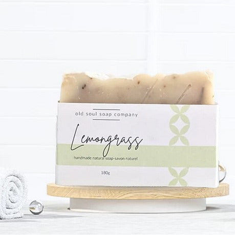 Lemongrass natural essential oil vegan soap made in Canada by the Old Soul Soap Company