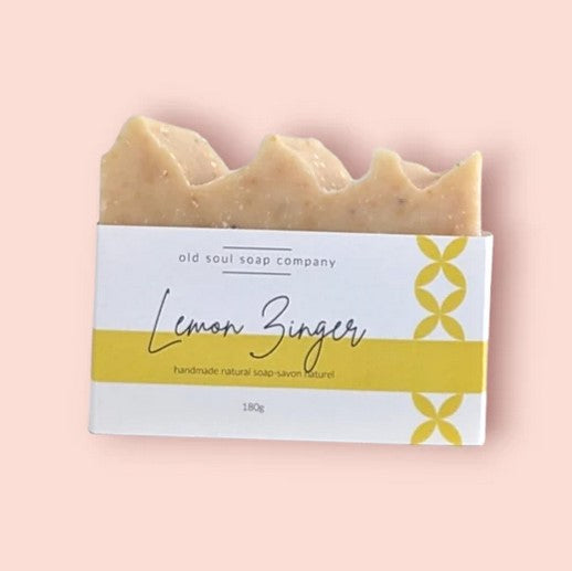 Lemon natural essential oil vegan soap made in Canada by the Old Soul Soap Company