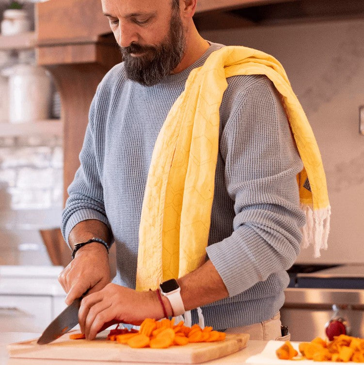 Turkish Cotton Hand Towel - Honeycomb Yellow and Orange