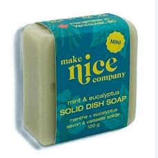 Mint and eucalyptus solid dish soap cube 120 g made in Canada by the Make Nice Company