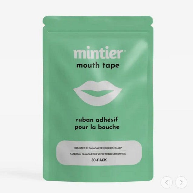 Mintier Mouth Tape 30-Pack in recyclable green pouch – Canadian sleep aid promoting nasal breathing for deeper rest