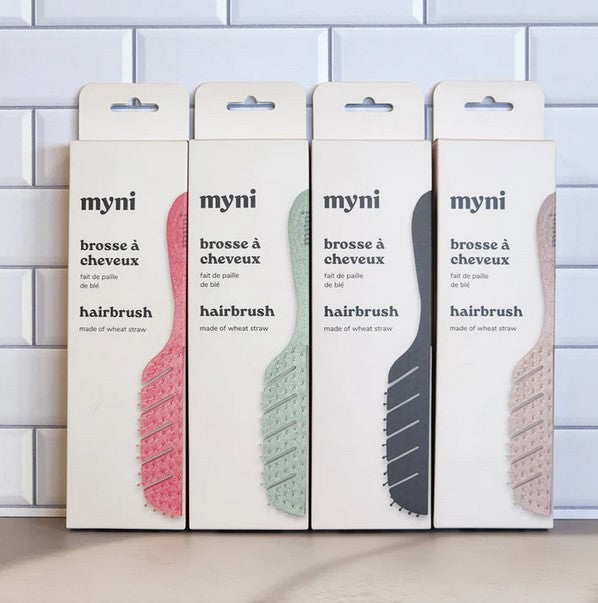 Durable hair brushes by the Canadian brand myni are plant-based and are ultimately biodegradable after 10 years of use.