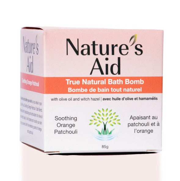 Treat yourself to a spa-like experience with this Soothing Orange Patchouli Natural Bath Bomb from Nature's Aid. The combination of citrusy orange oil and earthy patchouli oil will soothe your senses and rejuvenate your skin. Enjoy a peaceful moment to yourself as you indulge in the natural goodness.