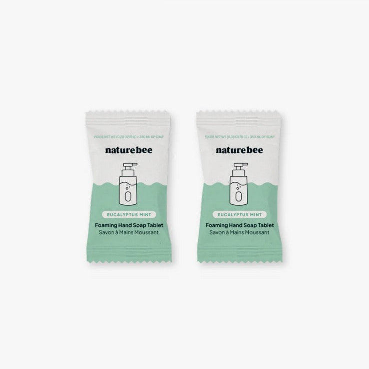 Nature Bee Eucalyptus Mint Foaming Hand Soap Tablet 2-Pack – Refreshing Minty Eco Refill Tablets for Foaming Soap Bottles