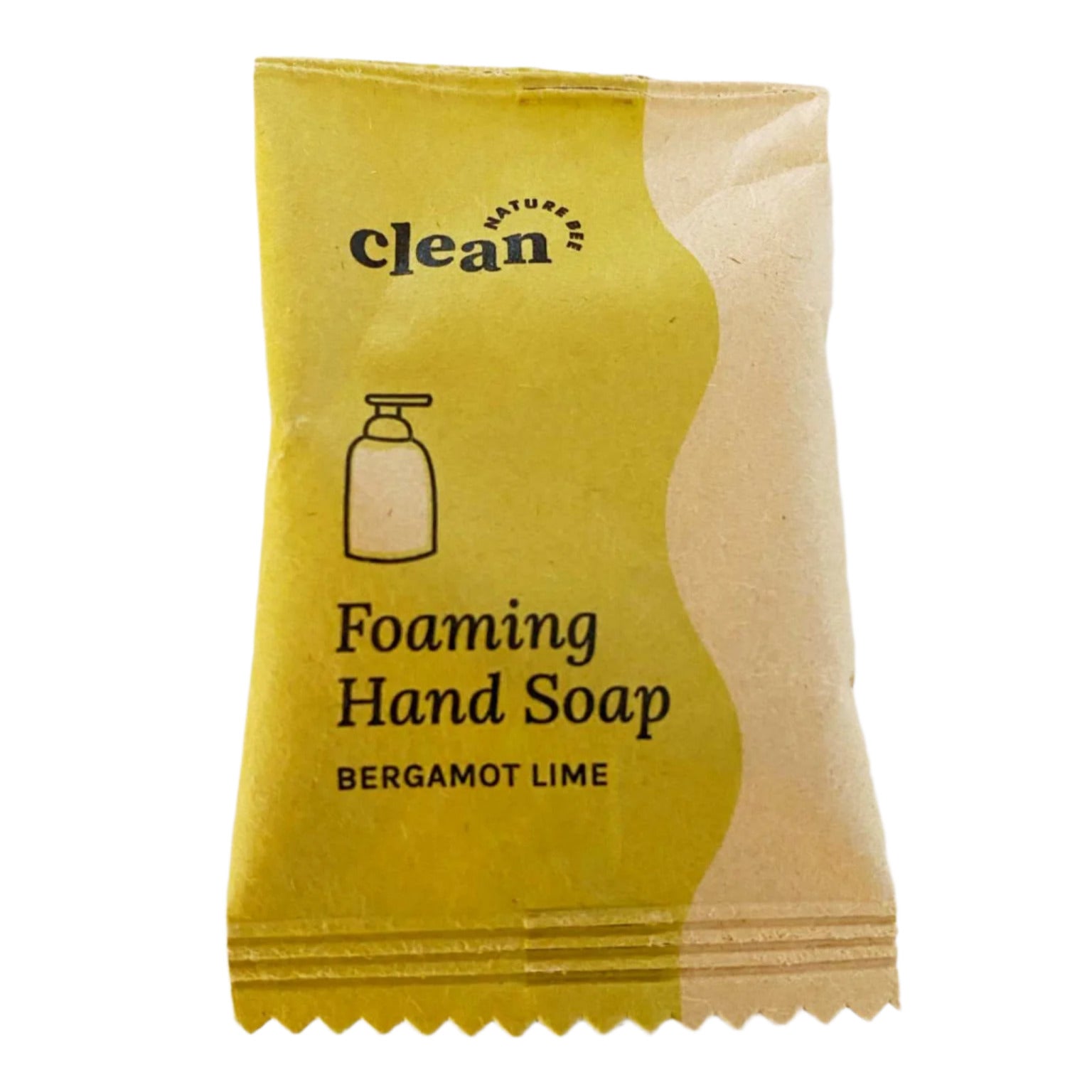 Individual Bergamot Lime Foaming Hand Soap Tablet in compostable packaging.