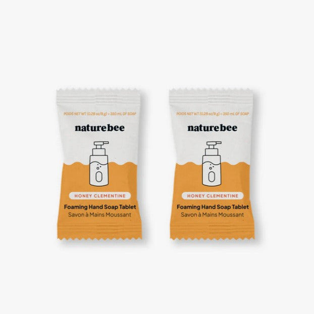Nature Bee Honey Clementine Foaming Hand Soap Tablet 2-Pack – Plastic-Free Refill Tablets for Foaming Dispensers