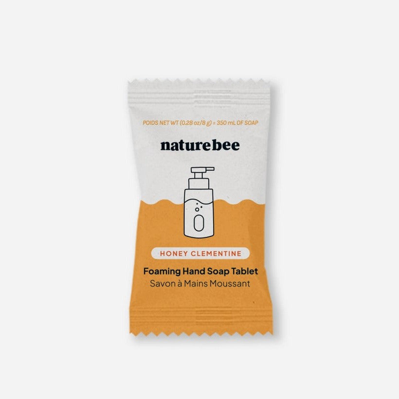 Nature Bee Honey Clementine Foaming Hand Soap Tablet in Compostable Packaging