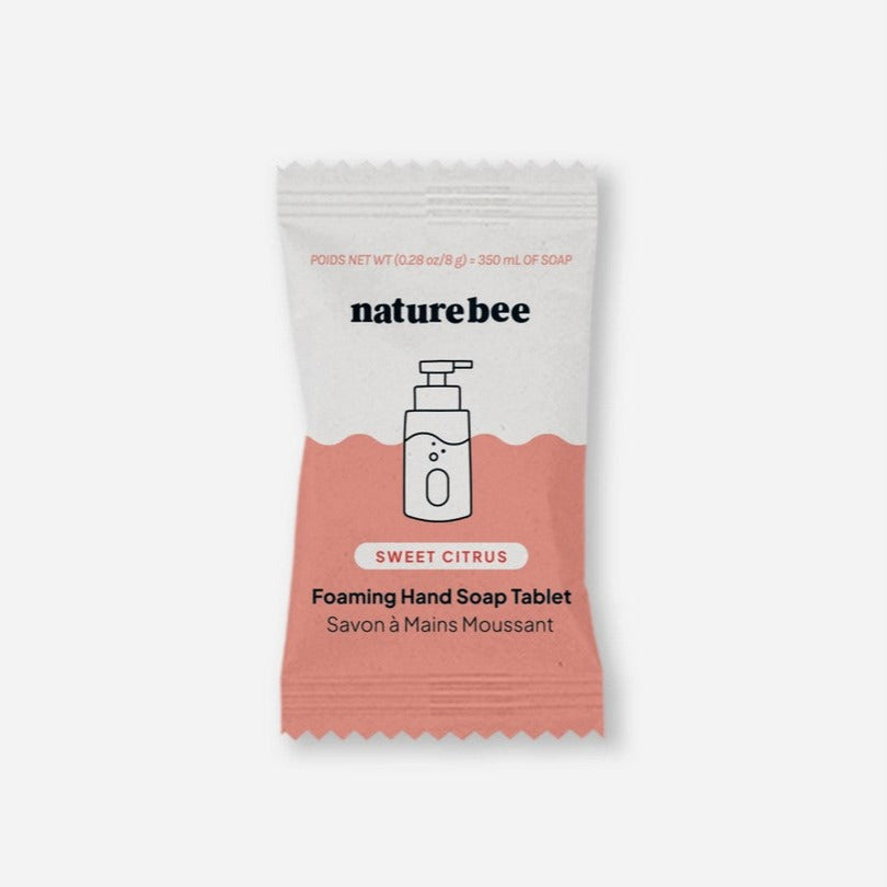 Nature Bee Sweet Citrus Foaming Hand Soap Tablet in Compostable Packaging