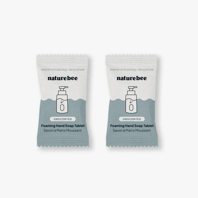 Nature Bee Unscented Foaming Hand Soap Tablet 2-Pack – Plastic-Free Soap Refills with No Added Fragrance