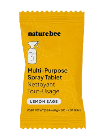 Nature Bee Lemon Sage Multi-Purpose Cleaning Tablet – Canadian-made eco-friendly refill for 500 ml spray cleaner