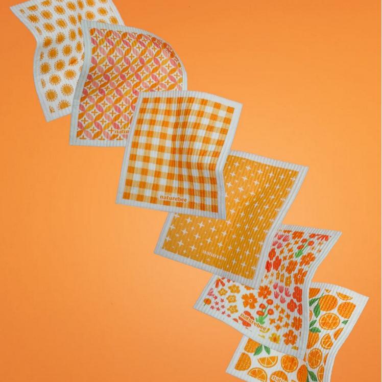 Orange Nature Bee Sponge Cloth Set