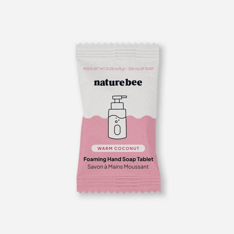 Nature Bee Warm Coconut Foaming Hand Soap Tablet – Eco-Friendly Refill with Warm Vanilla and Toasted Coconut Scent