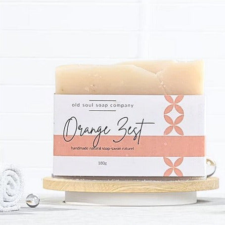handcrafted essential oil natural vegan soap with orange made in canada by the Old Soul Soap Company