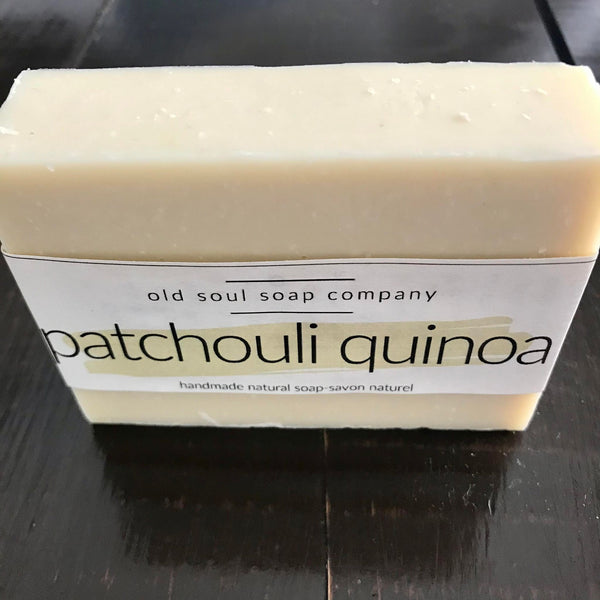 patchouli quinoa essential oil vegan bar soap made in canada by the old soul soap company