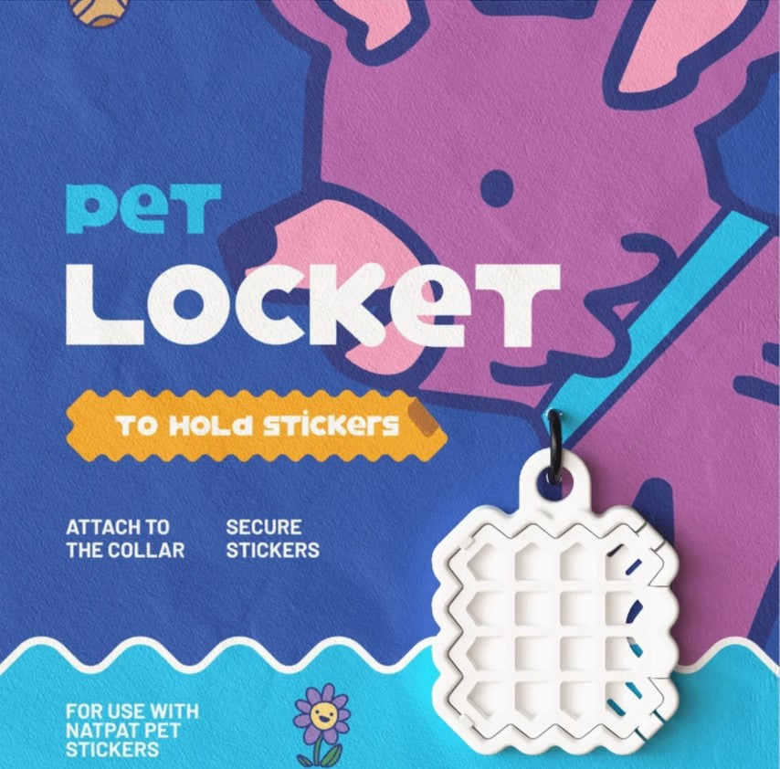 Pet locket with stickers on a colorful background