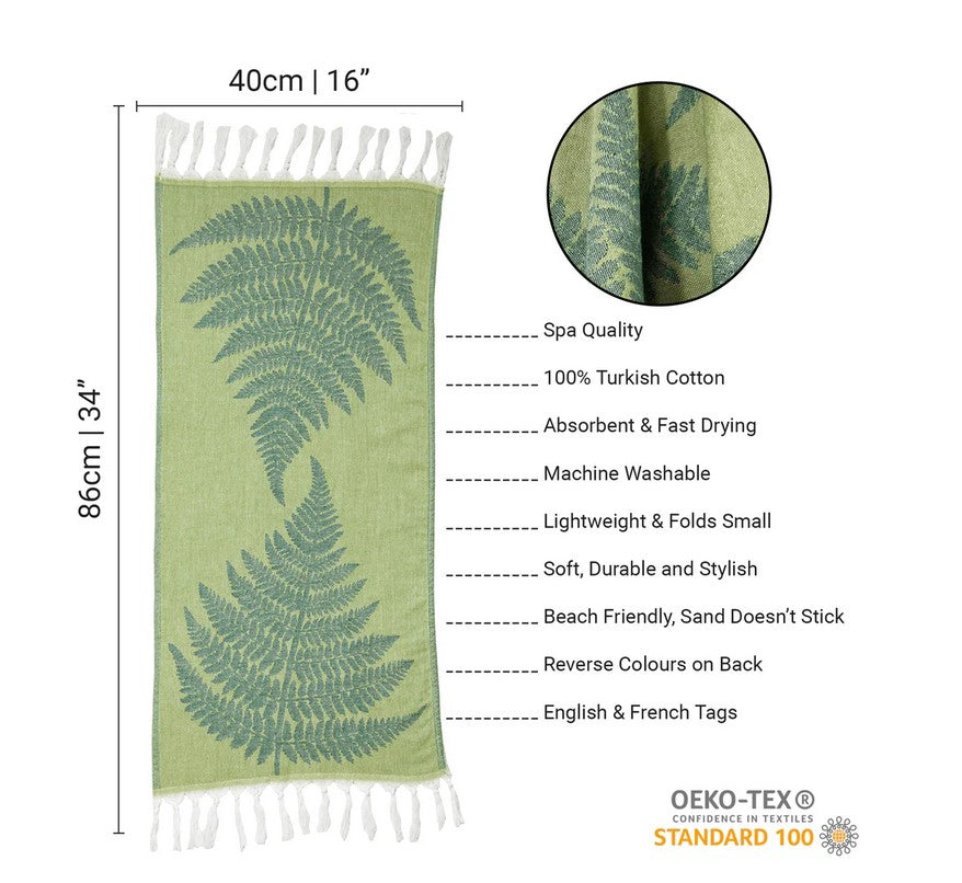 Turkish Cotton Hand Towel - Fern in Green