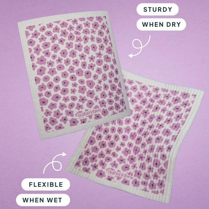 Purple Nature Bee Sponge Cloth Set