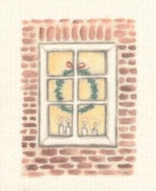 Compostable eco sponge cloth made of cellulose and featuring an enchanting, old world scene of a Yule window decked in a Christmas wreath, replaces paper towel by absorbing 20x its weight in liquid. Size 20 x 17 cm