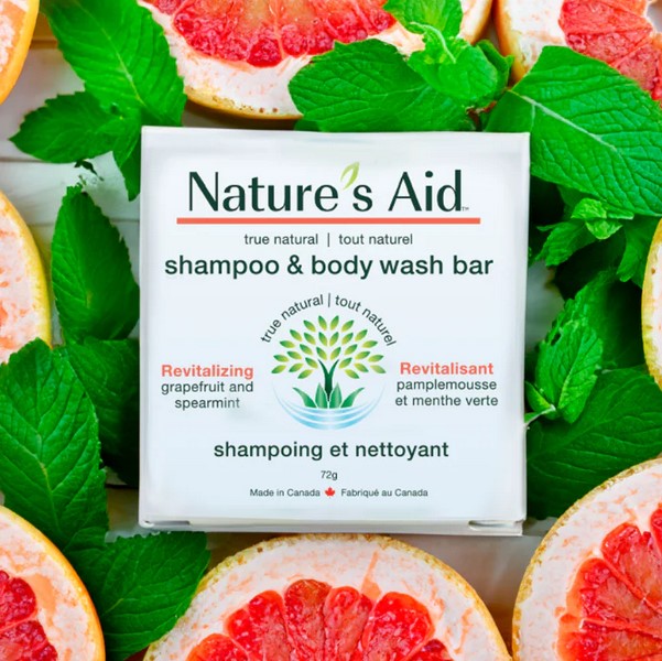 Say goodbye to pesky plastic bottles with this 2 in 1 Revitalizing Grapefruit Spearmint Shampoo and Body Wash Bar from Nature's Aid. It's perfect for the eco-friendly adventurer, this 72g solid bar is just the thing for washing on the go! No more fumbling with lids and pumps - this Canadian made bar is all you need to keep feeling fresh!