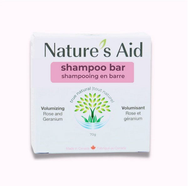 Canadian made volumizing rose and geranium natural shampoo bar by Nature's Aid