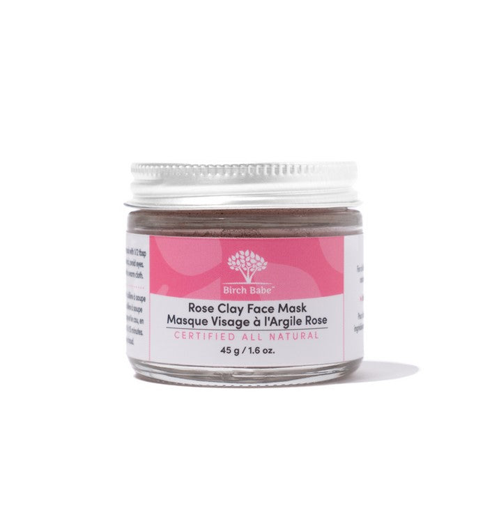 This glass jar of Canadian made Birch Babe face mask features kaolin rose clay which helps reduce inflammation, fade hyperpigmentation and tighten pores while beet root stimulates blood flow while smoothing wrinkles and replenishing dead skin cells.