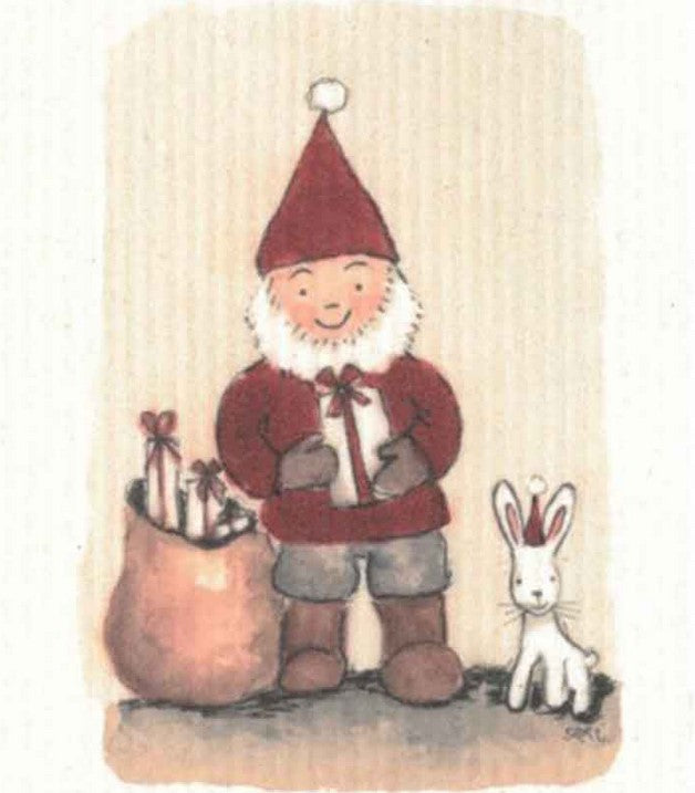 Compostable eco sponge cloth made of cellulose and featuring this enchanting rendering of santa with his sack of toys and posing with a special little friend, replaces paper towel by absorbing 20x its weight in liquid. Size 20 x 17 cm