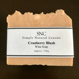 rectangle cranberry blush wine artisan soap made with ontario cranberries and rhubarb in small batches by simply natural canada