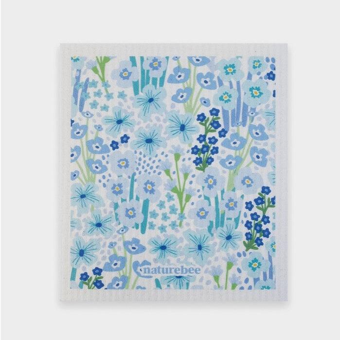 Floral Blue Swedish Sponge Cloth by Nature Bee